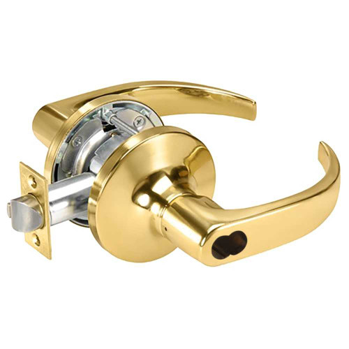 Yale B-PB5490LN REX 605 12V Fail Safe 12V Electrified Cylindrical Lock PB Lever Design SFIC Prep Less Core REX Bright Brass B-PB5490LN REX 605 12V
