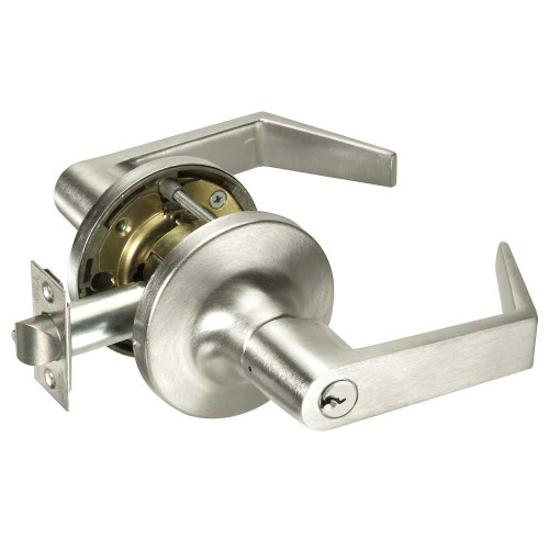 Yale AU5491LN REX 619 24V Fail Secure 24V Electrified Cylindrical Lock AU Lever Design REX Switch Satin Nickel AU5491LN REX 619 24V