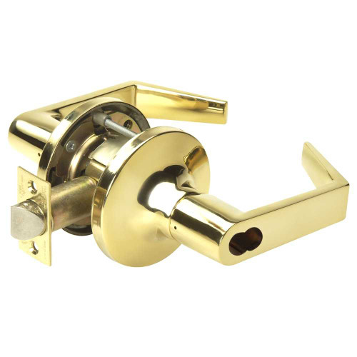 Yale SI-AU5491LN REX 605 12V Fail Secure 12V Electrified Cylindrical Lock AU Lever Design Schlage FSIC Prep Less Core REX Bright Brass SI-AU5491LN REX 605 12V