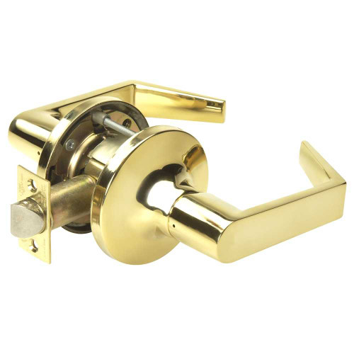 Yale AU5480LN REX 605 12V Fail Safe 12V No Cylinder Override Electrified Cylindrical Lock AU Lever Design REX Switch Bright Brass AU5480LN REX 605 12V