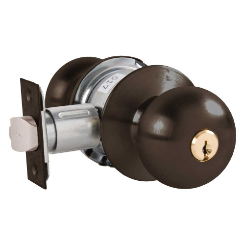 Arrow MK11-TA-10B-CS Grade 2 Turn-Pushbutton Entrance Cylindrical Lock Tudor Knob Conventional Cylinder Schlage C Keyway Oil-Rubbed Bronze Finish Non-handed MK11-TA-10B-CS