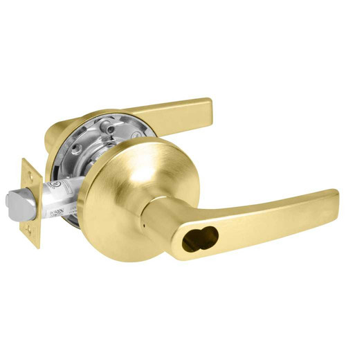 Yale B-MO5490LN 606 24V Fail Safe 24V Electrified Cylindrical Lock MO Lever Design SFIC Prep Less Core Satin Brass B-MO5490LN 606 24V