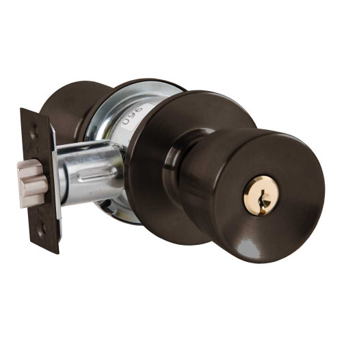 Arrow MK11-DD-10B-CS Grade 2 Turn-Pushbutton Entrance Cylindrical Lock Darrin Knob Conventional Cylinder Schlage C Keyway Oil-Rubbed Bronze Finish Non-handed MK11-DD-10B-CS