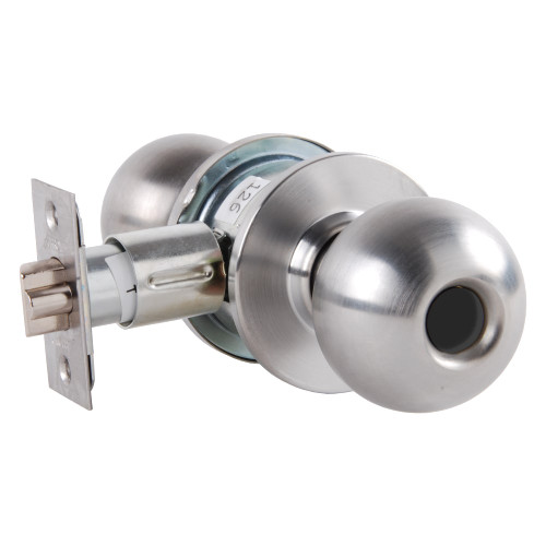 Arrow MK11-BD-26D-LC Grade 2 Turn-Pushbutton Entrance Cylindrical Lock Ball Knob Conventional Less Cylinder Satin Chrome Finish Non-handed