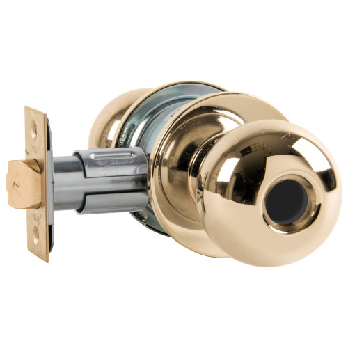Arrow MK11-BD-03-LC Grade 2 Turn-Pushbutton Entrance Cylindrical Lock Ball Knob Conventional Less Cylinder Bright Brass Finish Non-handed