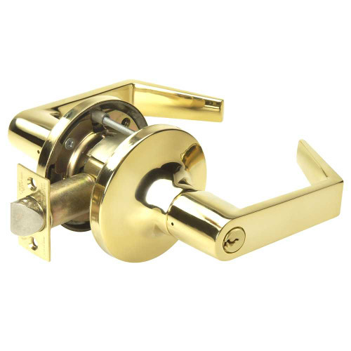 Yale AU5490LN REX 605 12V Fail Safe 12V Electrified Cylindrical Lock AU Lever Design REX Switch Bright Brass AU5490LN REX 605 12V