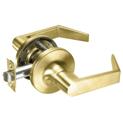 Yale AU5481LN 606 24V Fail Secure 24V No Cylinder Override Electrified Cylindrical Lock AU Lever Design Satin Brass AU5481LN 606 24V