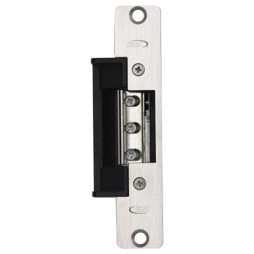 RCI 7104-08D 32D Electric Strike 4-7/8 Round Corner Faceplate For 3/4 Projection Latches 24 VDC Fail Secure Satin Stainless Steel 7104-08D 32D
