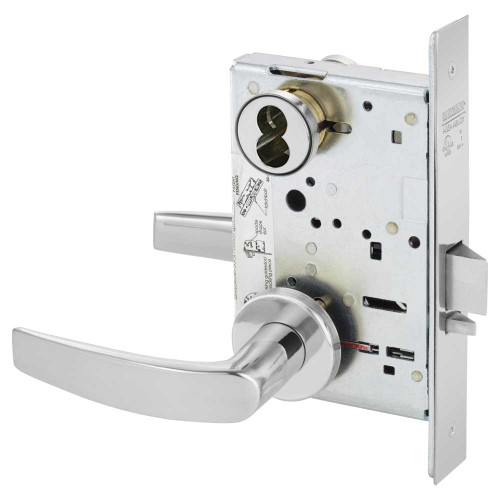 Sargent 60-8205 LNB 26 Office or Entry Mortise Lock LN Rose B Lever LFIC Prep Less Core Bright Chrome 60-8205 LNB 26