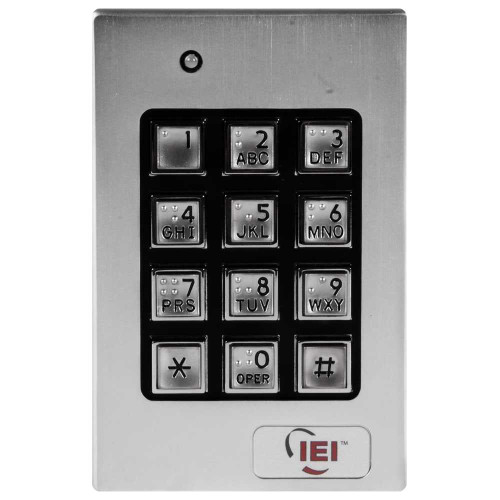 Nortek 232SE Indoor/Outdoor Surface-Mount Weather Resistant Keypad 120 Users Surface Mount Vandal Resistant Design Self Contained Brushed Metal Housing Durable Metal Braille Alpha-Numeric Keys 1 SPDT 2 amp Relay and 3-1 amp SPDT Access Relays 232SE