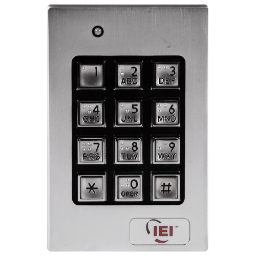 Nortek 232SE Indoor/Outdoor Surface-Mount Weather Resistant Keypad 120 Users Surface Mount Vandal Resistant Design Self Contained Brushed Metal Housing Durable Metal Braille Alpha-Numeric Keys 1 SPDT 2 amp Relay and 3-1 amp SPDT Access Relays