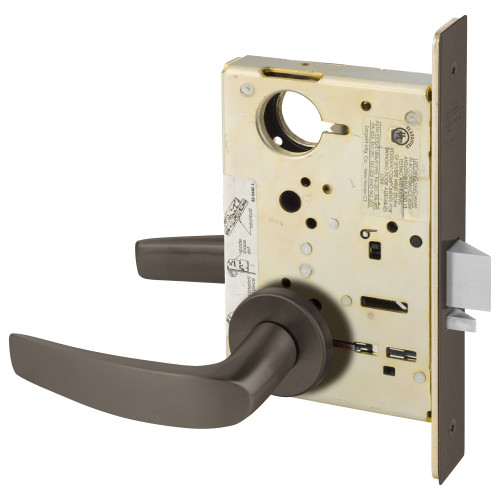 Sargent LC-8205 LNB 10B Grade 1 Office or Entry Mortise Lock B - Lever LN - Rose Field Reversible Less Cylinder ASA Strike Dark Oxidized Satin Bronze Oil Rubbed