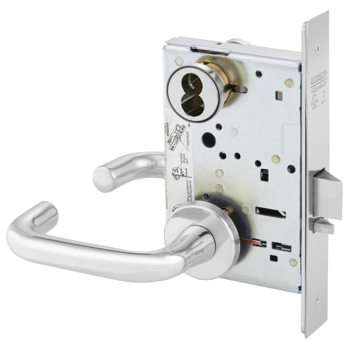 Sargent 60-8205 LNJ 26 Office or Entry Mortise Lock LN Rose J Lever LFIC Prep Less Core Bright Chrome