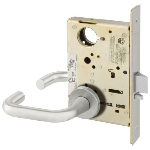 Sargent LC-8205 LNJ 32D Grade 1 Office or Entry Mortise Lock J - Lever LN - Rose Field Reversible Less Cylinder ASA Strike Satin Stainless Steel