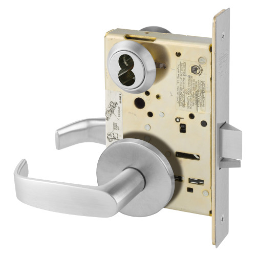 Sargent 60-8205 OL 26D Office or Entry Mortise Lock O Rose L Lever LFIC Prep Less Core Satin Chrome