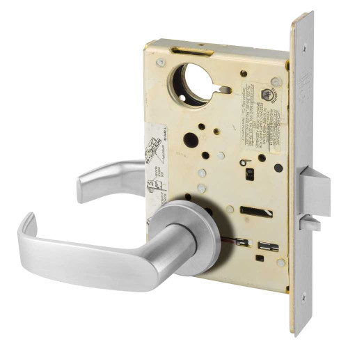 Sargent LC-8238 LNL 26D Grade 1 Classroom Security Intruder Latchbolt Mortise Lock L - Lever LN - Rose Field Reversible Less Cylinder ASA Strike Satin Chrome LC-8238 LNL 26D