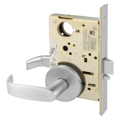 Sargent LC-8205 OL 26D Grade 1 Office or Entry Mortise Lock L - Lever O - Rose Field Reversible Less Cylinder ASA Strike Satin Chrome