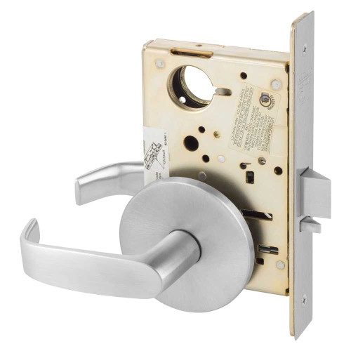 Sargent LC-8205 LL 26D Grade 1 Office or Entry Mortise Lock L - Lever L - Rose Field Reversible Less Cylinder ASA Strike Satin Chrome LC-8205 LL 26D