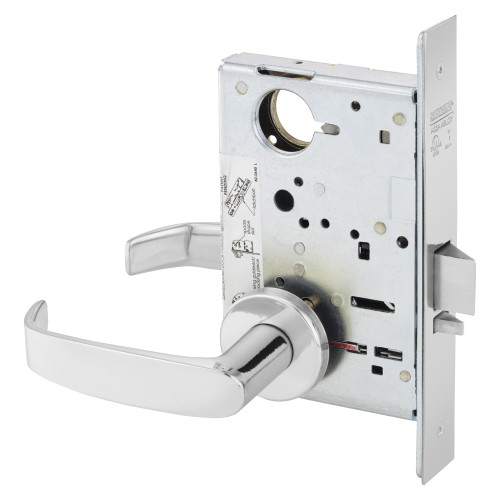 Sargent LC-8205 LNL 26 Grade 1 Office or Entry Mortise Lock L - Lever LN - Rose Field Reversible Less Cylinder ASA Strike Bright Chrome