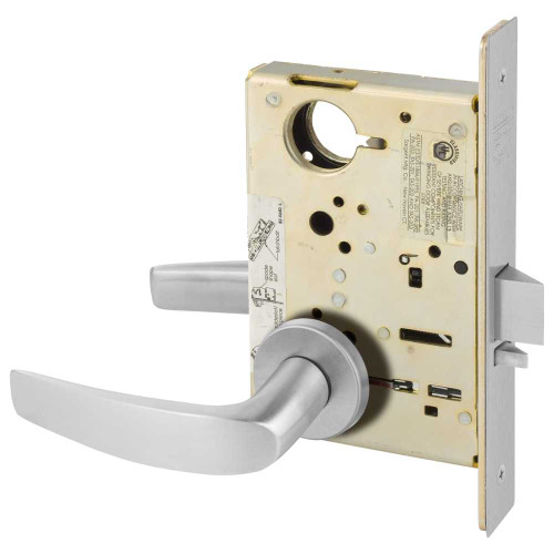 Sargent LC-8237 LNB 26D Grade 1 Classroom Mortise Lock B - Lever LN - Rose Field Reversible Less Cylinder ASA Strike Satin Chrome LC-8237 LNB 26D