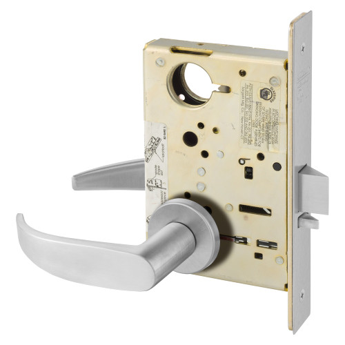 Sargent LC-8205 LNP 26D Grade 1 Office or Entry Mortise Lock P - Lever LN - Rose Field Reversible Less Cylinder ASA Strike Satin Chrome