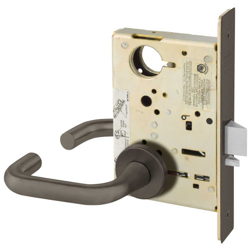 Sargent LC-8238 LNJ 10B Grade 1 Classroom Security Intruder Latchbolt Mortise Lock J - Lever LN - Rose Field Reversible Less Cylinder ASA Strike Dark Oxidized Satin Bronze Oil Rubbed LC-8238 LNJ 10B