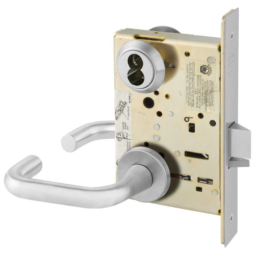 Sargent 70-8205 LNJ 26D Office or Entry Mortise Lock LN Rose J Lever SFIC Prep Less Core Satin Chrome 70-8205 LNJ 26D