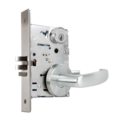 Falcon MA561P QG 626 Grade 1 Classroom Mortise Lock 5-Pin Conventional Cylinder Quantum Lever Gala Rose Satin Chrome Finish Field Reversible MA561P QG 626