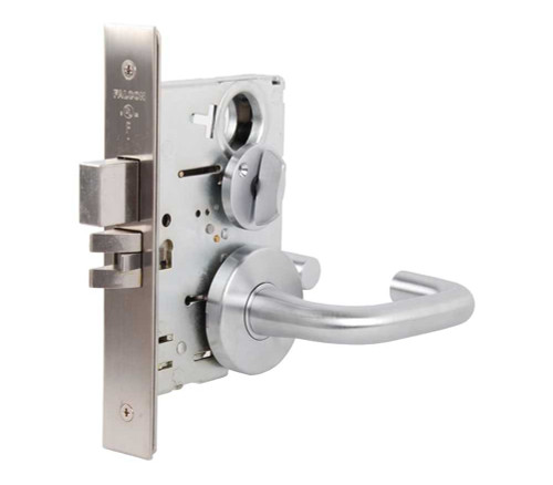 Falcon MA531L SG 626 Grade 1 Apartment Corridor Door Mortise Lock Less Conventional Cylinder Sutro Lever Gala Rose Satin Chrome Finish Field Reversible MA531L SG 626