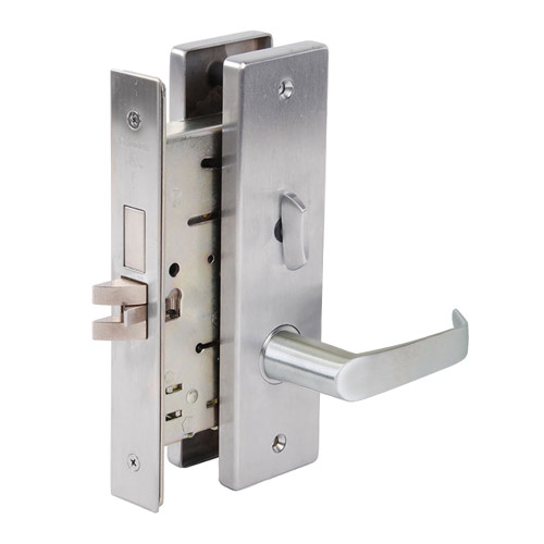 Falcon MA541L DN 626 Grade 1 Mortise Lock Entry/Office Function Less Cylinder Dane Lever Napa Escutcheon Satin Chrome