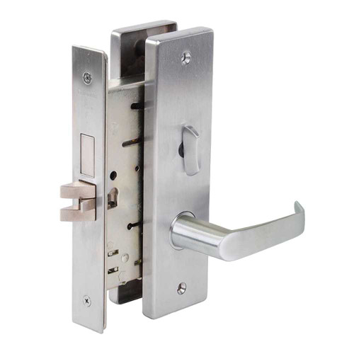 Falcon MA541L DN 626 Grade 1 Entry/Office Mortise Lock Less Conventional Cylinder Dane Lever Napa Escutcheon Satin Chrome Finish Field Reversible MA541L DN 626