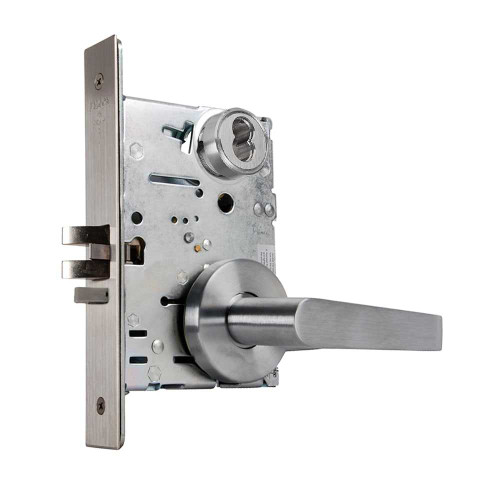 Falcon MA581B DG 626 Grade 1 Storeroom Mortise Lock SFIC Prep Less Core Dane Lever Gala Rose Satin Chrome Finish Field Reversible MA581B DG 626