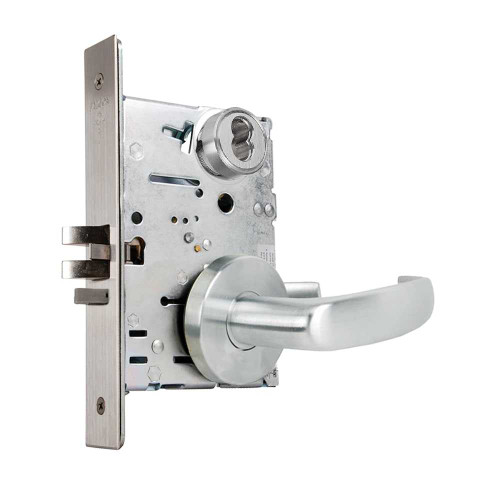 Falcon MA441B QG 626 Grade 1 Classroom Security Mortise Lock SFIC Prep Less Core Quantum Lever Gala Rose Satin Chrome Finish Field Reversible MA441B QG 626
