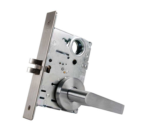 Falcon MA531L DG 626 Grade 1 Apartment Corridor Door Mortise Lock Less Conventional Cylinder Dane Lever Gala Rose Satin Chrome Finish Field Reversible MA531L DG 626