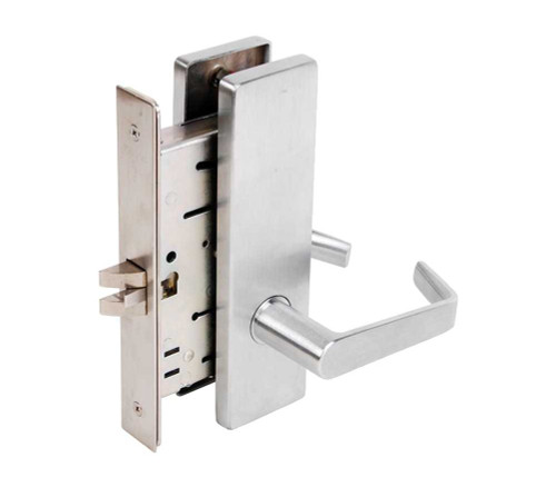 Falcon MA531L DN 626 Grade 1 Apartment Corridor Door Mortise Lock Less Conventional Cylinder Dane Lever Napa Escutcheon Satin Chrome Finish Field Reversible MA531L DN 626