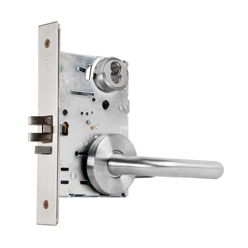 Falcon MA581B SG 626 Grade 1 Storeroom Mortise Lock SFIC Prep Less Core Sutro Lever Gala Rose Satin Chrome Finish Field Reversible MA581B SG 626