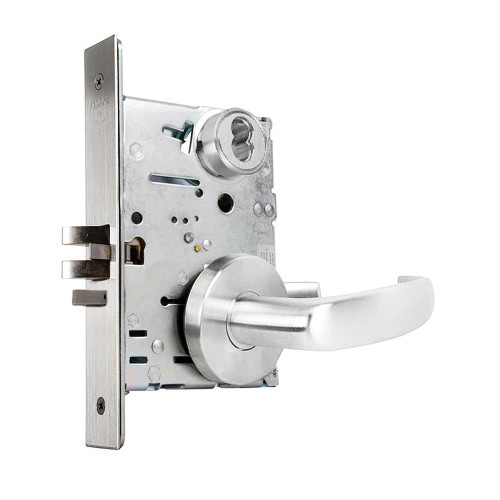 Falcon MA561B QG 625 Grade 1 Classroom Mortise Lock SFIC Prep Less Core Quantum Lever Gala Rose Bright Chrome Finish MA561B QG 625