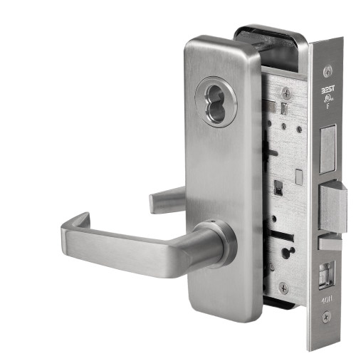 BEST 45H7AB15J626 Grade 1 Office Mortise Lock 15 Lever J Escutcheon SFIC Housing Less Core Satin Chrome Finish Field Reversible