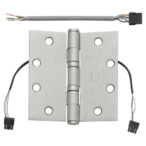 McKinney TA2314 4-1/2X4-1/2 32D QC4 Full Mortise Hinge 5-Knuckle Standard Weight 4-1/2 by 4-1/2 4-Wire ElectroLynx Connector Satin Stainless Steel Finish TA2314 4-1/2X4-1/2 32D QC4
