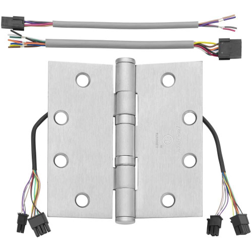 McKinney TA2314 4-1/2X4-1/2 26D QC12 Full Mortise Hinge 5-Knuckle Standard Weight 4-1/2 by 4-1/2 Square Corner 12-Wire ElectroLynx Connector Satin Chrome Finish TA2314 4-1/2X4-1/2 26D QC12