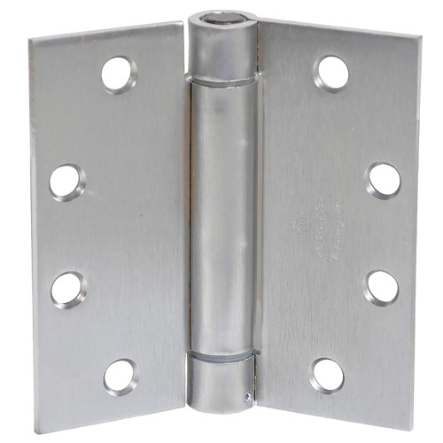 McKinney 1502 4-1/2X4-1/2 26D Full Mortise Spring Hinge Standard Weight 4-1/2 by 4-1/2 Square Corner Satin Chrome Finish