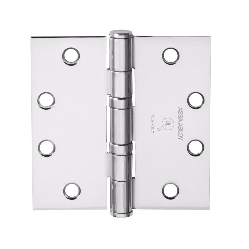 McKinney TA2714 4-1/2X4-1/2 26 Full Mortise Hinge 5-Knuckle Standard Weight 4-1/2 by 4-1/2 Square Corner Bright Chrome Finish