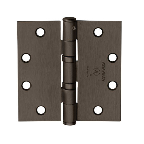 McKinney TA2714 4-1/2X4-1/2 10B NRP Full Mortise Hinge 5-Knuckle Standard Weight 4-1/2 by 4-1/2 Square Corner Non-Removable Pin Dark Oxidized Satin Bronze Oil Rubbed Finish TA2714 4-1/2X4-1/2 10B NRP