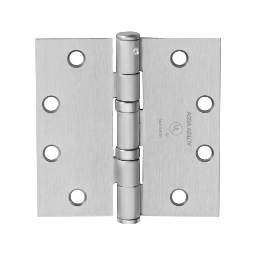 McKinney TA2714 4-1/2X4-1/2 26D NRP Full Mortise Hinge 5-Knuckle Standard Weight 4-1/2 by 4-1/2 Square Corner Non-Removable Pin Satin Chrome Finish