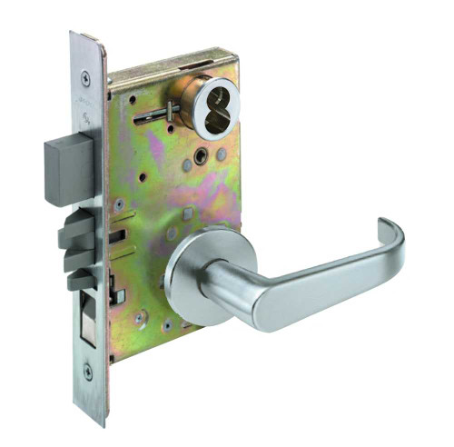 Arrow BM11 BRL 26D IC7 Apartment Front Door Mortise Lock BR Lever L Rose SFIC Prep Less Core Satin Chrome BM11 BRL 26D IC7