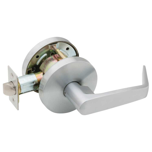Falcon W161D SRD 626 Grade 2 Communicating/Exit Cylindrical Lock Non-Keyed Dane Lever Small Rose Satin Chrome Finish Non-handed W161D SRD 626