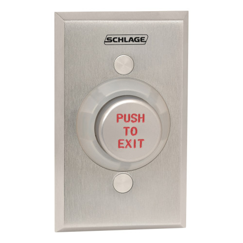 Schlage Electronics 621AL EX DA 1-1/4 Button Single Gang Aluminum Button Engraved PUSH TO EXIT Delayed Action 0-60 Seconds