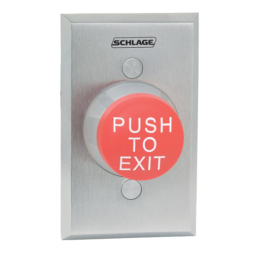 Schlage Electronics 621RD EX DA 1-1/4 Button Single Gang Red PUSH TO EXIT Delayed Action 0-60 Seconds