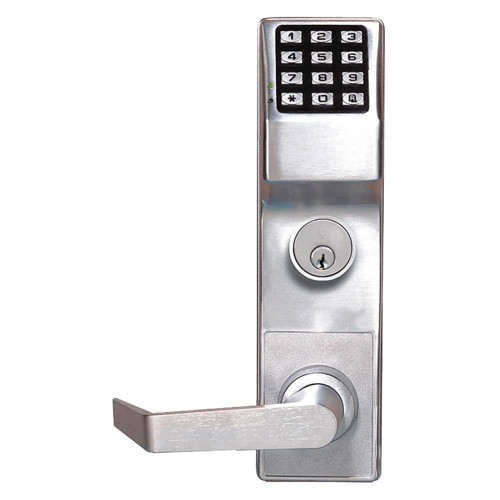 Alarm Lock ETDL27S1G/26DV99 T2 Series Exit Trim Straight Handle 1-3/4 x 1/8 Door Thickness Generic Rim Cylinder and Adapter Kit Included Von Duprin 99 Satin Chrome ETDL27S1G/26DV99