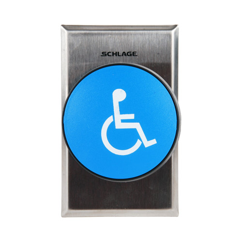 Schlage Electronics 625BLH DP SF-626 2-3/4 Mushroom Button Single Gang Blue Handicapped Symbol Double Pole Double Throw Satin Chrome